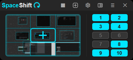 The SpaceShift main window with the big radar view