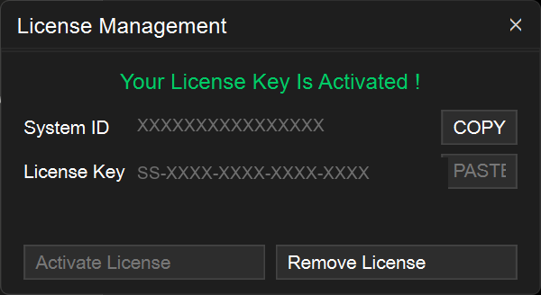The License Management dialog