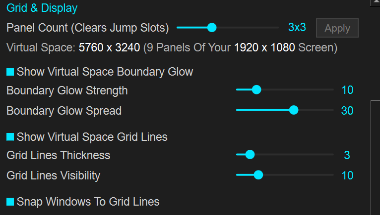 Settings:Grid and Display