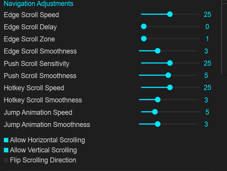 Settings:Navigation Adjustments