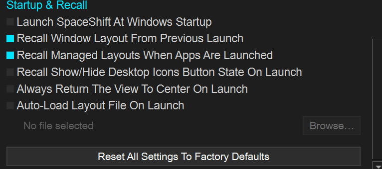 Settings:Startup and Recall